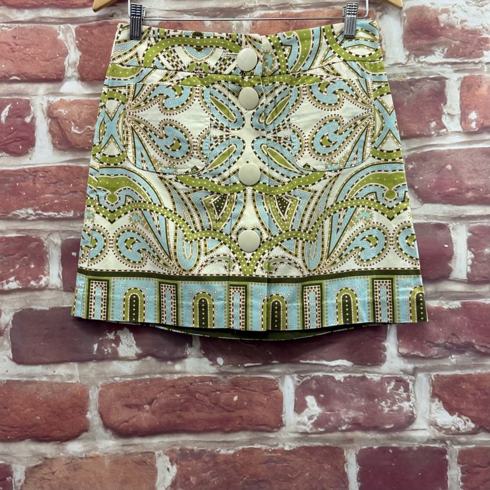 J Crew Skirt Women's 4 Multicolor Boho Paisley Floral Abstract Casual Skirt